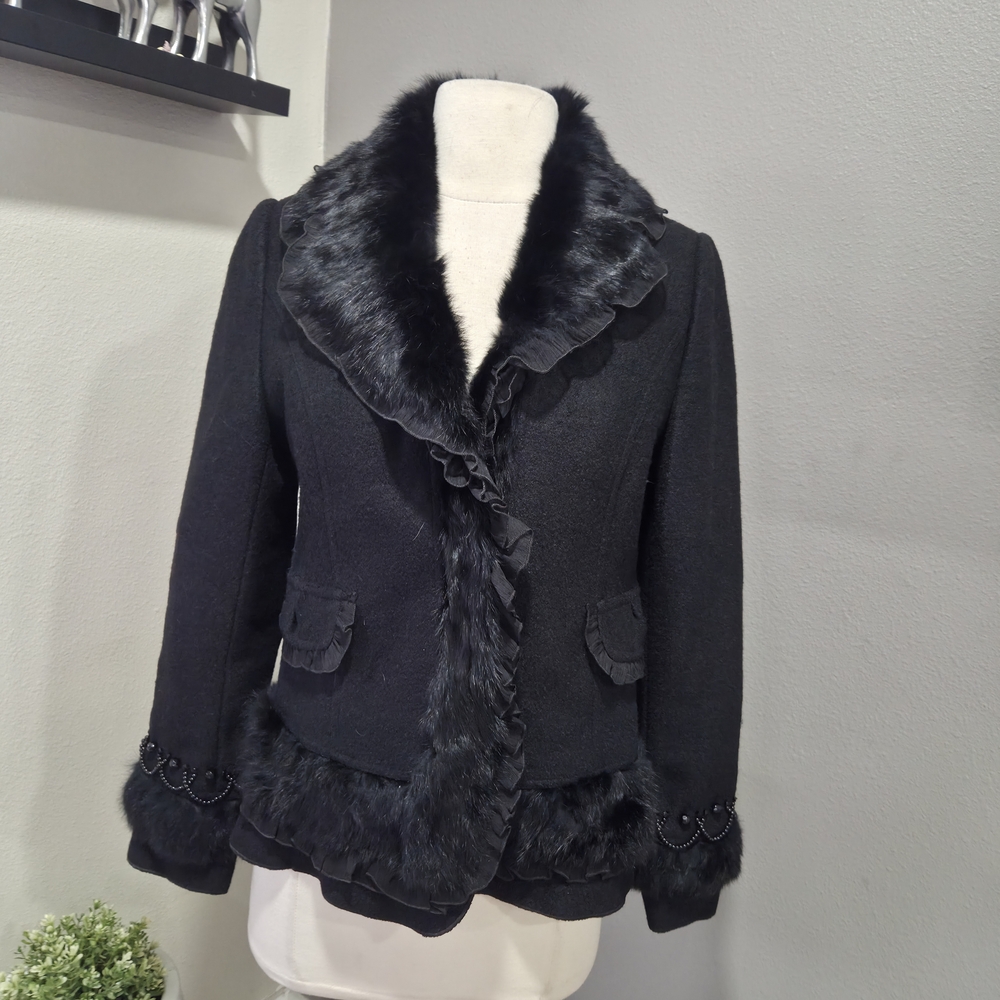 Chic Black  Fur Women's Blazer